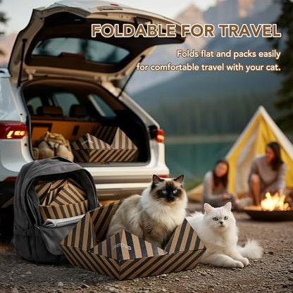 PETNOVO Cat Scratcher Bed, Foldable Collapsible Design, Outdoor Cat Bed