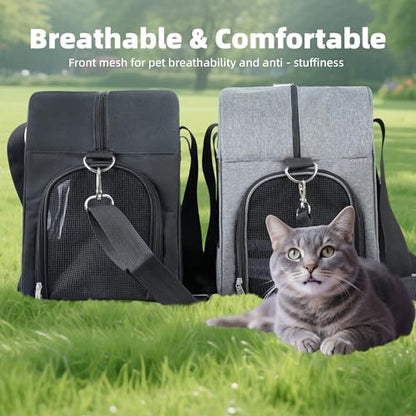 Cat Carrier for Small Cats Dogs, Soft-Sided Pet Carrier for Cats Puppies Small Pets, Lightweight Comfortable Travel Cat Dog Carrier (Grey)