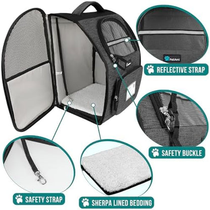 PetAmi Dog Backpack Carrier Airline Approved Cat Pet Puppy Bag, Charcoal