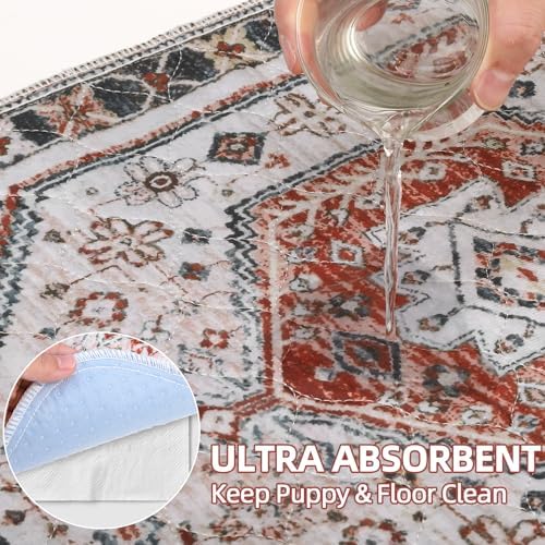Mihachi Washable Pee Pads for Dogs, Super Absorbent Waterproof and Leak-Proof Reusable Puppy Potty Training Pads, Non-Slip Whelping Pee Pads Pet Mat for Floor,Playpen,Crate,Couch, Brown/Multi,24"x36"
