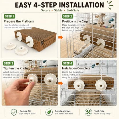 Agape Shreddable Bird Cardboard Platform, Natural Parrot Chew Toy and Perch