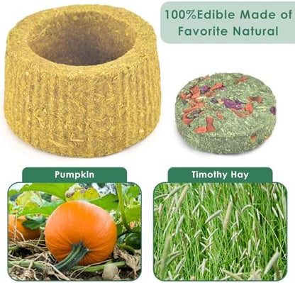 ERKOON 100% Edible Premium Timothy Hay Chew A Bowl for Rabbits, Chinchilla Treats, Chew Toys for Teeth Guinea Pigs and Mice (Pumpkin)