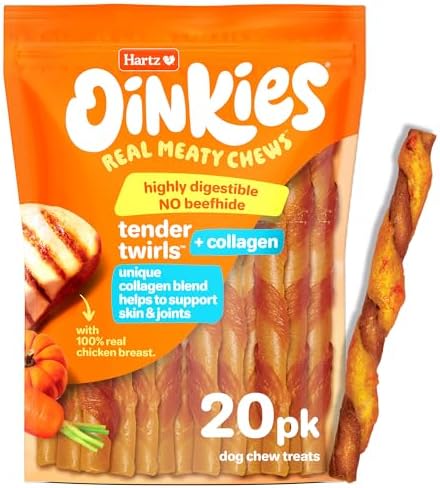 Oinkies Tender Twirls + Collagen Rawhide‑Free Dog Chews, 20 Count