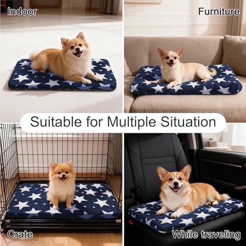 Dog Crate Pad Washable Cat Dog Pet Bed for Crate kennel Small Mat 24in Blue