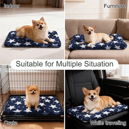 Dog Crate Pad Washable Cat Dog Pet Bed for Crate kennel Small Mat 24in Blue