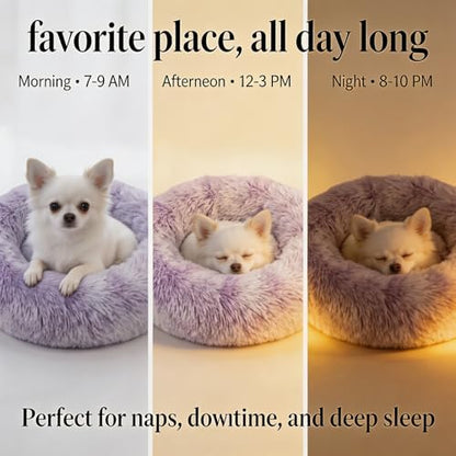 nononfish Cozy Calming Dog Bed,Soft Plush Donut Pet Bed