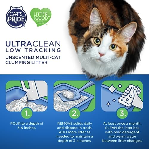 Cat's Pride Max Power: UltraClean Low Tracking Multi-Cat Clumping Litter - Keeps Paws & Home Clean - Up to 10 Days of Powerful Odor Control - 99% Dust Free - Unscented,15 Pounds,(Pack of 2)