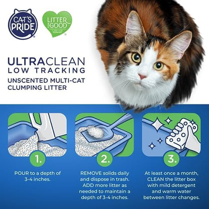Cat's Pride Max Power: UltraClean Low Tracking Multi-Cat Clumping Litter - Keeps Paws & Home Clean - Up to 10 Days of Powerful Odor Control - 99% Dust Free - Unscented,15 Pounds,(Pack of 2)