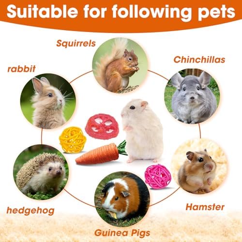 Jorewood 21 Pcs Rabbit Chew Toys for Teeth, Natural Bunny Toys Peach Wood Grass Timothy Sticks Chew and Treat for Guinea Pigs Hamster Chinchillas and Other Small Pets
