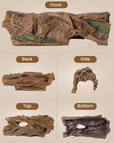 REPTITRIP Resin Tree Bark Reptile Hide Cave for Snakes, Geckos & Lizards