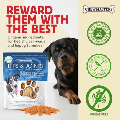 Chewmasters Hip & Joint Chicken Dog Treats 350g Chewy Training Bites 6 Pack