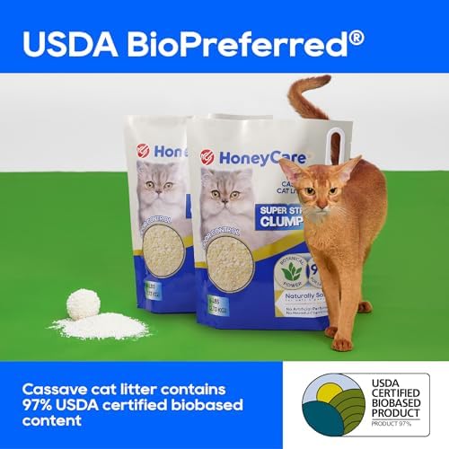 HoneyCare Cassava Cat Litter | Natural Cassava Formula | Fast Clumping & Odor Control | Low Dust & Eco-Friendly | 6 lbs