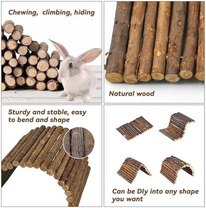 kathson Wooden Hamster Bridge,Guinea Pig Wood Ladder Bendable Tunnel Hideout Hut Small Animal Climbing Toys for Ferret Hedgehog Chinchilla Mice Rat Gerbil Baby Rabbit(15.7 x 6.0 in)