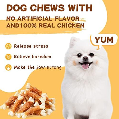 PAWUP Chicken Wrapped Puppy Chew Bones Dog Treats, 12.5 oz