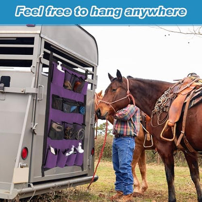 Riakrum 2 Pcs Horse Trailer Grooming Bag, Purple Blue, 39 x 23 Inch