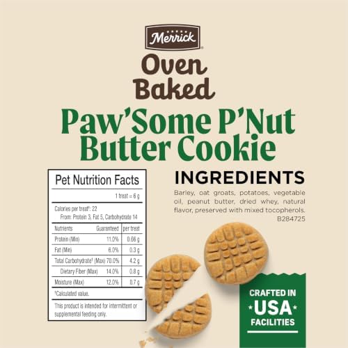 Merrick Oven Baked Paw'Some P'Nut Butter Coookie Dog Treats 11 oz Bag