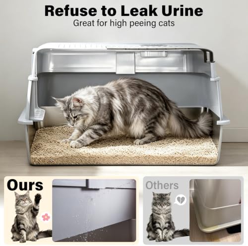 Stainless Steel Litter Box, XXXL Metal Litter Box with Lid