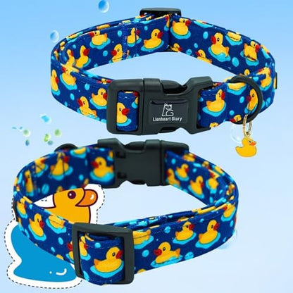 Lionheart glory Dog Collar Ducky Pattern Cute Collar for Small Dogs Spring Summer Boy Dog Collars Pet Gift Adjustable Heavy-Duty Puppy Collars