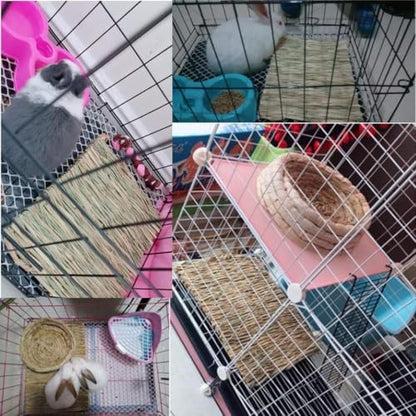 Hamiledyi 15 Pack Rabbit Grass Mat Natural Woven Bed Mat for Bunny Bedding