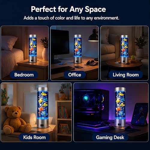 Bubble Fish Lamp with Color-Changing LED, Sensory Aquarium Light