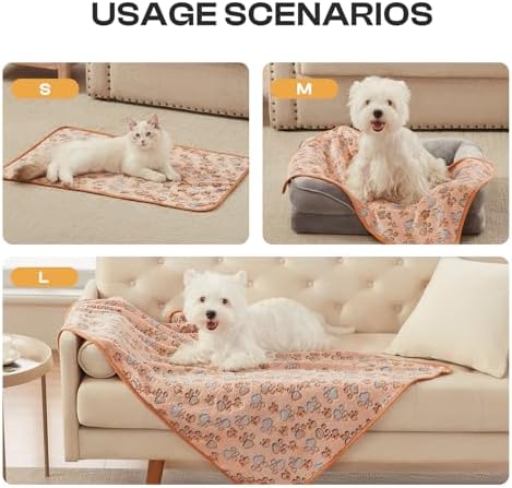 Luciphia 1 Pack 3 Blankets Super Soft Fluffy Premium Fleece Pet Blanket Flannel Throw for Dog Puppy Cat Paw Brown/Pink/White Medium(30x20 inch)