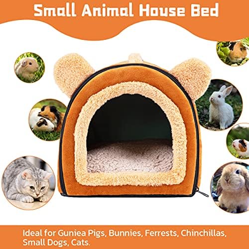 Pet Soft Guinea Pig & Rabbit Cozy Hideout House - Small Animal Bed for Guinea Pigs, Rabbits, Hamsters, Rats & Chinchillas Cave Bed (Brown)