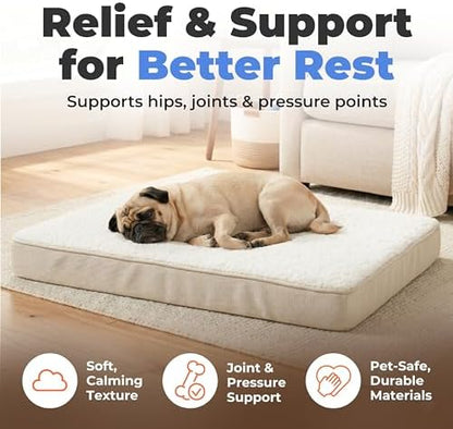 Best Pet Supplies Orthopedic Dog Bed with Memory Foam, Washable Dog Crate Mat for Small, Medium & Large Dogs, Thick Mattress for Crates, Kennels or Floor, Waterproof Pet Bed - Beige, 30 x 20 x 3