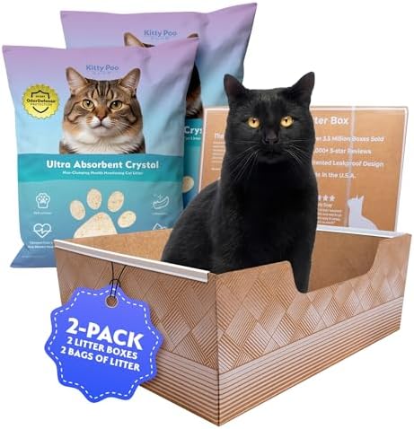 Kitty Poo Club Cat Litter Box 2-Pack with Health Monitoring Litter