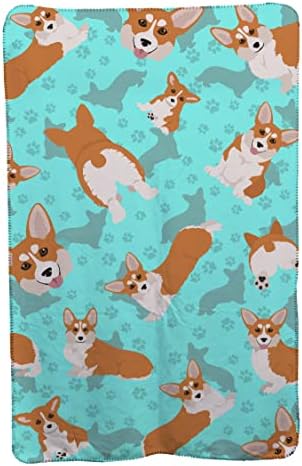Caroline's Treasures MLM1015TBLT Red and White Pembroke Corgi Soft Travel Blanket with Bag Airplane Blanket, Indoor Outdoor Camping Blanket for Traveling, Picnics, Beach Trips, Concerts