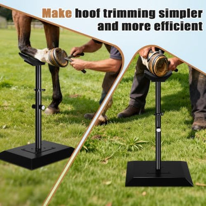 CAROD Professional Farrier Tool-Height Adjustable Metal Hoof Stand, Horse Hoof Trimming Tools, Extra-Large Base Enhances Stability, Two Types Of Support Rods Are Available