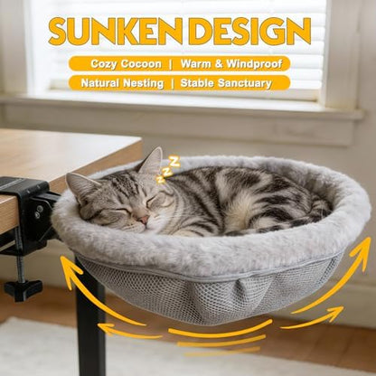 Cat Desk Bed Foldable Sunken Design, Space-Saving for Home Office