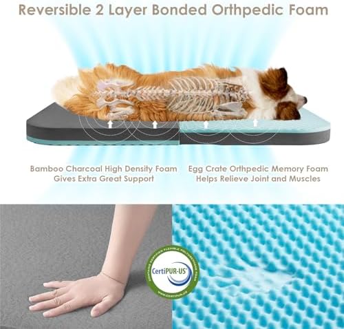 EHEYCIGA Orthopedic Foldable Human Dog Bed - 72x44x11, Dark Grey