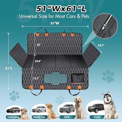 Chumajor L Back Seat Extender for Dogs,Hard Bottom,Waterproof,400 lb,Black