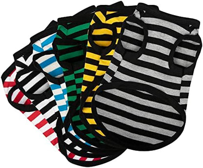 Paiaite 6 Pieces Dog Striped Shirt Cotton Sleeveless Puppy Pet Shirts Breathable Apparel Tank Top Colorful Puppy Sweatshirt Clothes for Small Medium Dogs 3XL