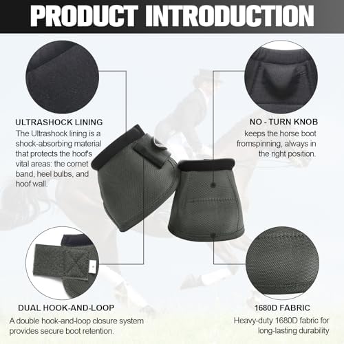 Horse Bell Boots for Outdoor Sports(Charcoal Grey, XL)