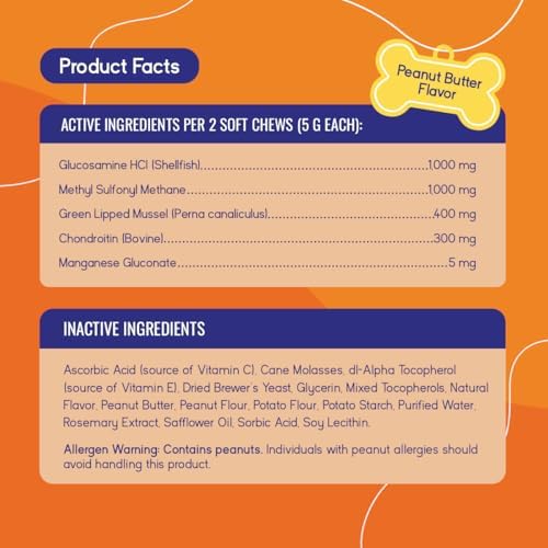 PupGrade Joint Support for Dogs, Peanut Butter Flavor - 360 Soft Chews