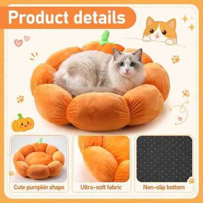 RattanView Cat Bed House Pet Cushion for Indoor Kitten Pet,Pumpkin