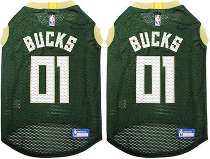 NBA Milwaukee Bucks Dog Jersey, Medium - Tank Top Basketball Pet Jersey (Pack of 2)