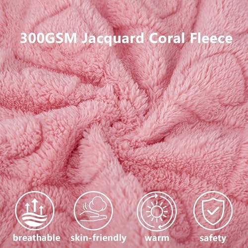 gogobunny Large Pet Blanket for Dogs Cats, Ultra Soft 300GSM Coral Fleece Washable Furniture Protector for Couch Bed Car Seat, Calming Crate Mat Blanket for Large Breeds, Pink, 50x60IN