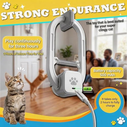 Interactive cat toy, Electric cat teaser, Door clip, 2 Motion modes,Gray