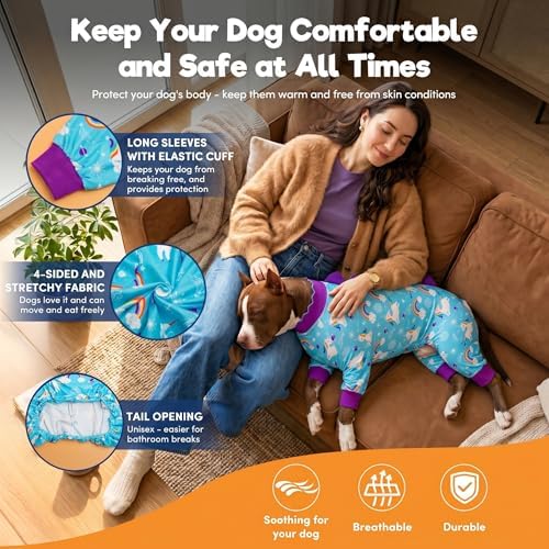 LovinPet Giant Dog Pajamas, pet PJs, Wild Horse Prints, Rainbow, 3XL
