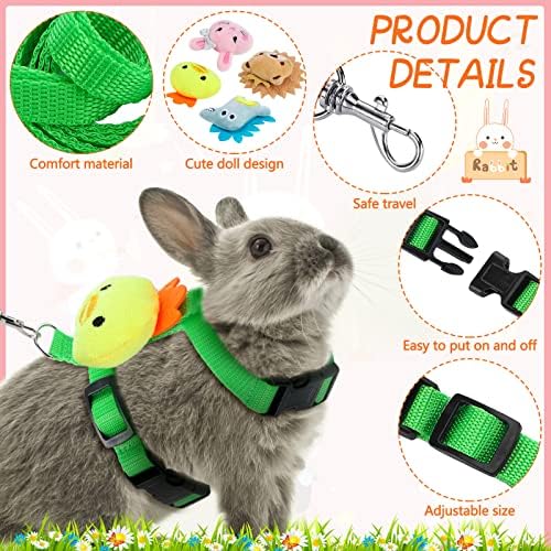 Tondiamo 4 Pcs Adjustable Bunny Harness and Leash Set for Small Pet,Animal