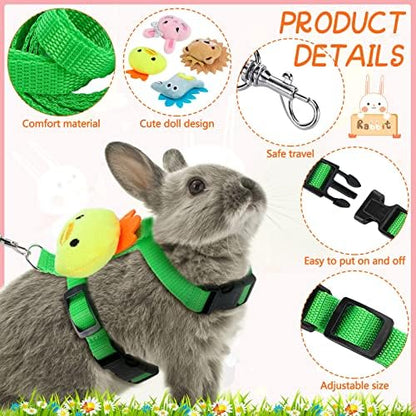 Tondiamo 4 Pcs Adjustable Bunny Harness and Leash Set for Small Pet,Animal