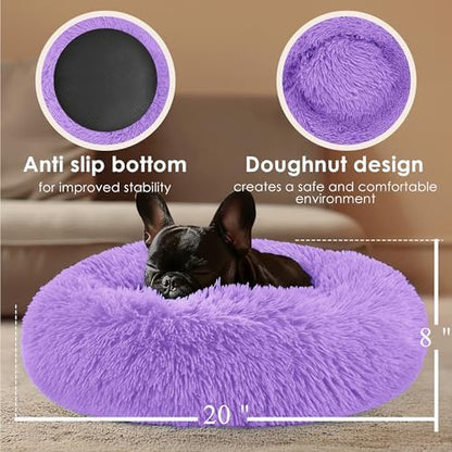 Hoewina Dog & Cat Bed, 20in Cat Beds for Indoor Cats (Purple)