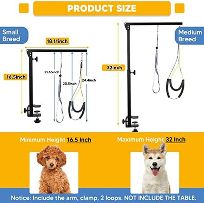 Adjustable Dog Grooming Arms for Small Medium Dogs