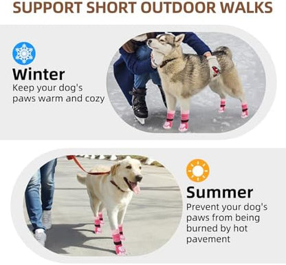 PUPTECK Anti-Slip Dog Socks with Double Sides Grips for Small Medium Large Dogs Hardwood Floors Prevents Licking, Dog Shoes for Hot Pavement Traction Control for Senior Dogs, Fuschia, M
