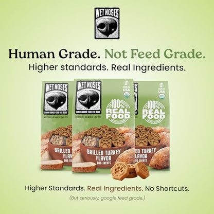Wet Noses Organic Crunchy Dog Treats – All-Natural, Human-Grade, Non-GMO, Healthy Training & Delicious Snacks for Dogs, for All Dog Sizes & Breeds – Grilled Turkey, 14oz (2 Pack)