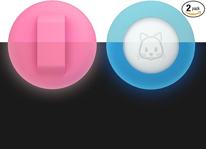 2022 AirTag Cat Collar Holder, Small AirTag Compatible, 2Pack Waterproof Case Cover for Pet Collar Within 3/8 inch (Luminous Pink&Luminous Blue)