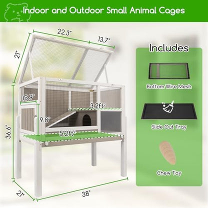 2-Story Guinea Pig Cage for Small Animals with Stand