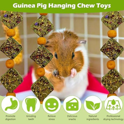 kathson Rabbit Chew Toys for Teeth Bunny Natural Timothy Grass Cake Guinea Pig Hanging Chew Toys Treats for Bunny Chinchilla Hamsters Squirrel and Other Small Pets Playing Improve Pets Dental